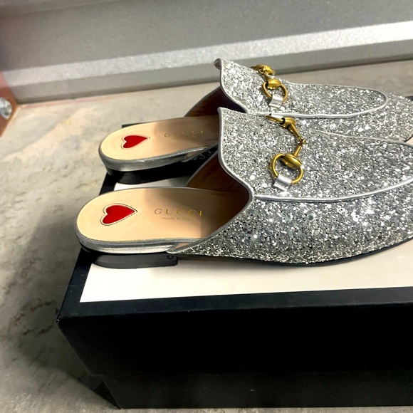 Gucci silver sparkle mules size 35 1/2.preowned good condition π - Picture 2 of 6